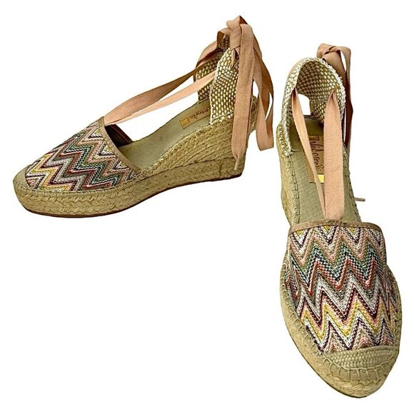 VIDORRETA WOMENS ESPADRILLE WEDGE MADE IN SPAIN WOVEN TEXTILE EU 41 US 10 USED - Picture 5 of 10